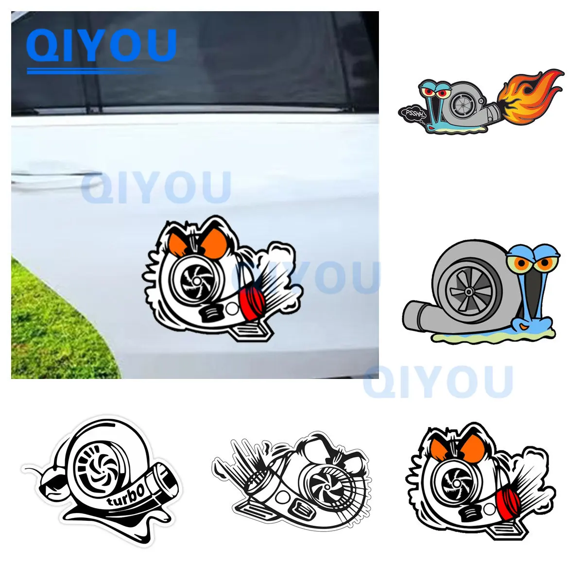 

High Quality Turbo Snail Reflective Die-cut Car Stickers Suitable for PVC Decal on Helmet Off-road Vehicle Body Surfboard
