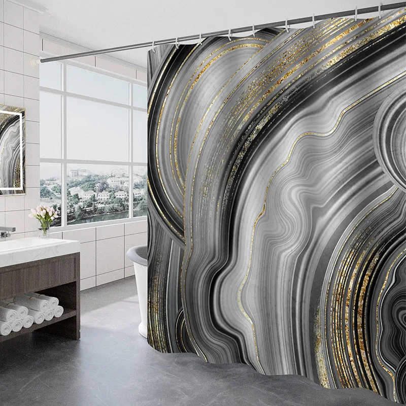 Bathroom curtain 3D digital printing, home, bathroom partition curtain, bathroom decoration, waterproof and mold resistant 6