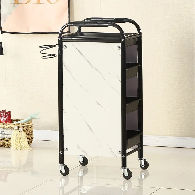 Retro Metal Barber Trolley-Cosmetologist Cart with Mobile Pulley Multi-level Classification Suitable for Beauty Salon