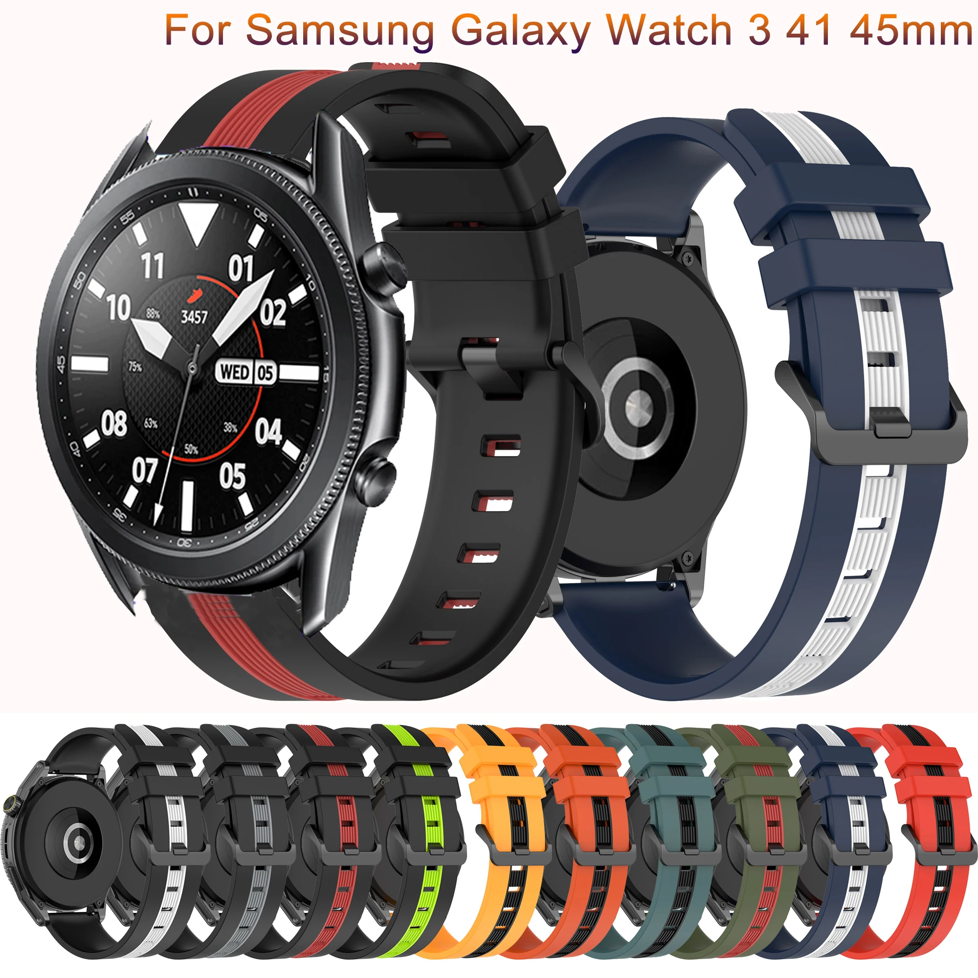 

New Watchband Silicone For Samsung Galaxy watch 3 45mm 41mm 42mm 46mm Strap Sport Smart Wristbands Bracelet 20mm 22mm Watchstrap