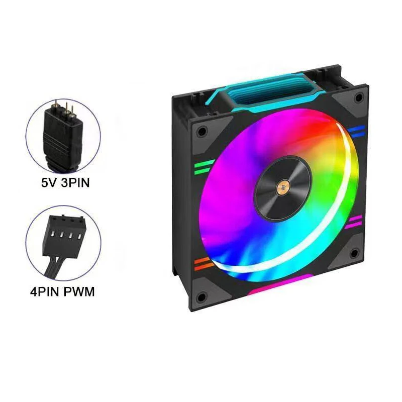 High-Performance Black Computer Case Cooling Fan with ARGB Lighting and PWM Control