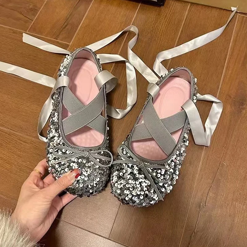 

Женские сандалии с бантом, мягкие босоножки на плоской подошве, для танцев, лето 2024