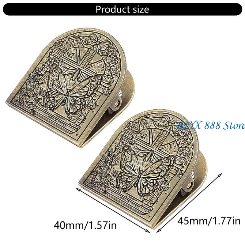 39XC 2Pcs Antiqued 참고 종이 클립 책 페이지 클립 영수증 용 금속 문서 클램프 저널 노트북 플래너 Scrapbooking