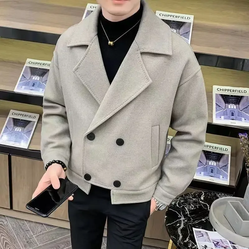 thumbnail image 1 of Novedades en abrigos masculinos Chaquetas cortas de lana y mezclas para hombre Joker Harajuku Marcas originales Diseñador de lujo Elegante Barato Venta Estética, 1 of 5