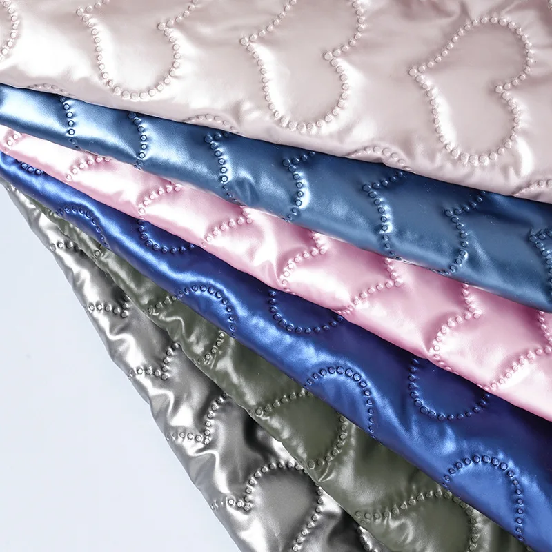 100*137cm PU Fabric Cotton Quilted Fabric Waterproof Embossed Heart Materials For Padded Coat Jacket Garment Bag