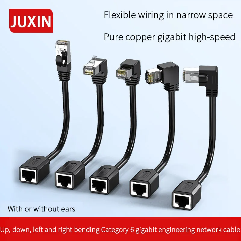 CAT6 Ethernet Verlengkabel, 6 RJ45 Plug Naar Jack Afgeschermde Lan Netwerk Jumper, met Vergulde Plug Voor Router, Modem, Tv, Pc