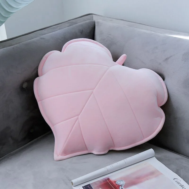 Creative Heart Shape Leaves Kids Pillow 3D Simulation Stuffed Plush Throw Pillow Home Decor Bedroom Sofa Pillow Car Cushion Gift