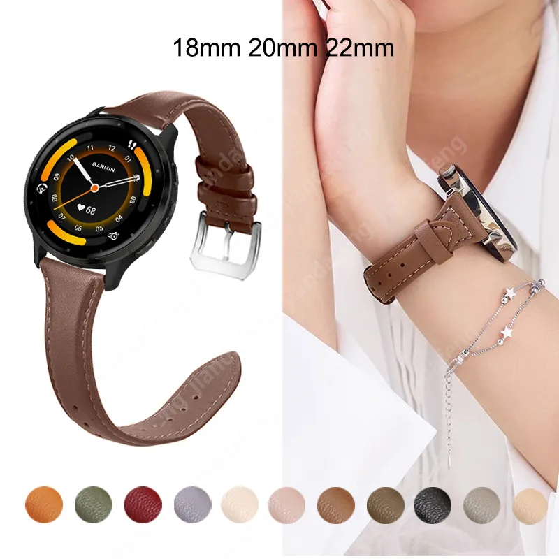 Garmin Venu 4 3 3s 2s Vivoactive 6 5 Forerunner 570 265s 255s 165 55 158 265용 교체용 손목밴드 여성용 가죽 스트랩