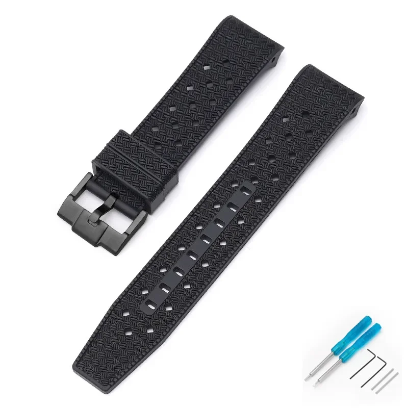 Curved End Waterproof Sport Silicone Watch Band - 22mm