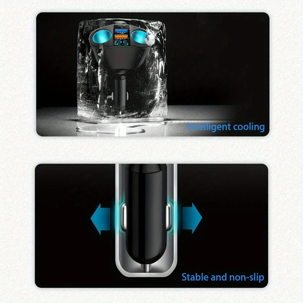 Mehrere Geräte werden gleichzeitig aufgeladen. 3-Port-Autoladegerät-Adapter für Autos mit Digitalanzeige Typ C für iPhone, Samsung, Xiaomi – Detail 2