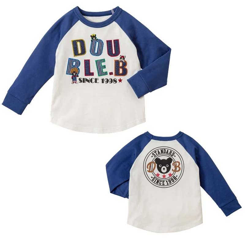 

Spring 2023 Boys' Long Sleeve T-shirts Black Bear Letter Embroidery T Shirt Color Block Tops Boys Clothes Tees Poleras Camisetas