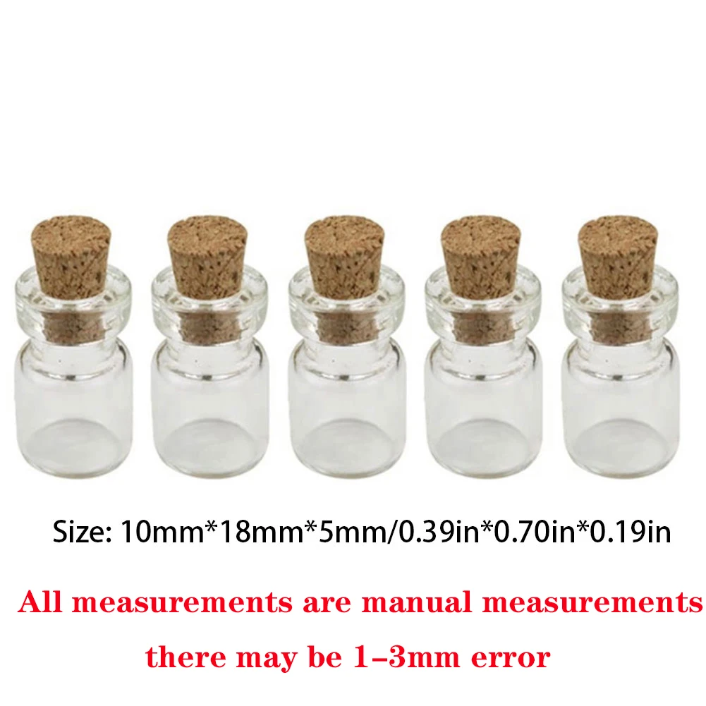 50pcs/a set Mini DIY Glass Bottle Exquisite Cork Drift Wishes Cute Jar Small Bottle 1ml 13*18mm