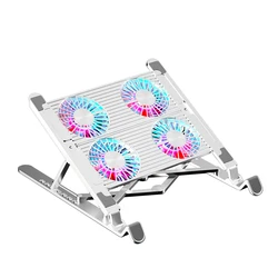Enhanced Cooling Pad with RGB Fans and Adjustable Heights (Aluminum 4 Fans)
