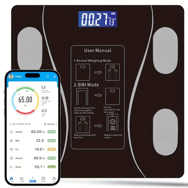Intelligent Digital Weight And Fat Scale, Bathroom Smart Weighing Machine, Body Fat Scale, Body Composition Analyzer With Smartp 1