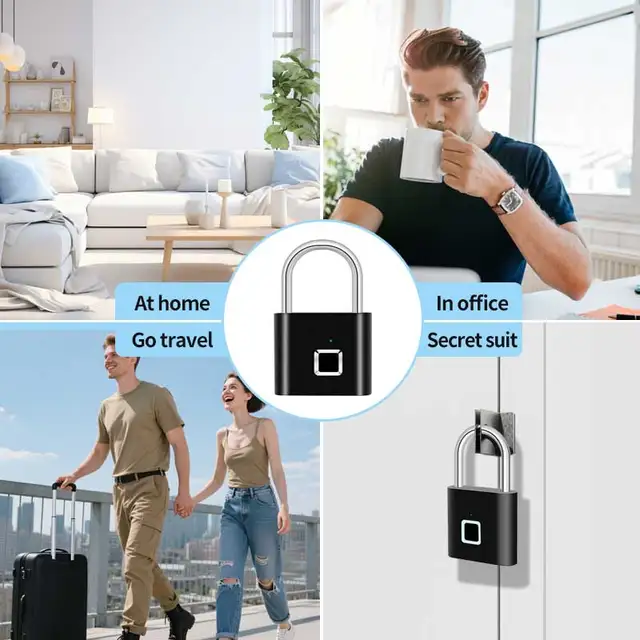 Portable Digit Box Padlock Fingerprint Padlock Waterproof Keyless Security Lock  Anti-theft  USB Smart Rchargeable for Travel 5