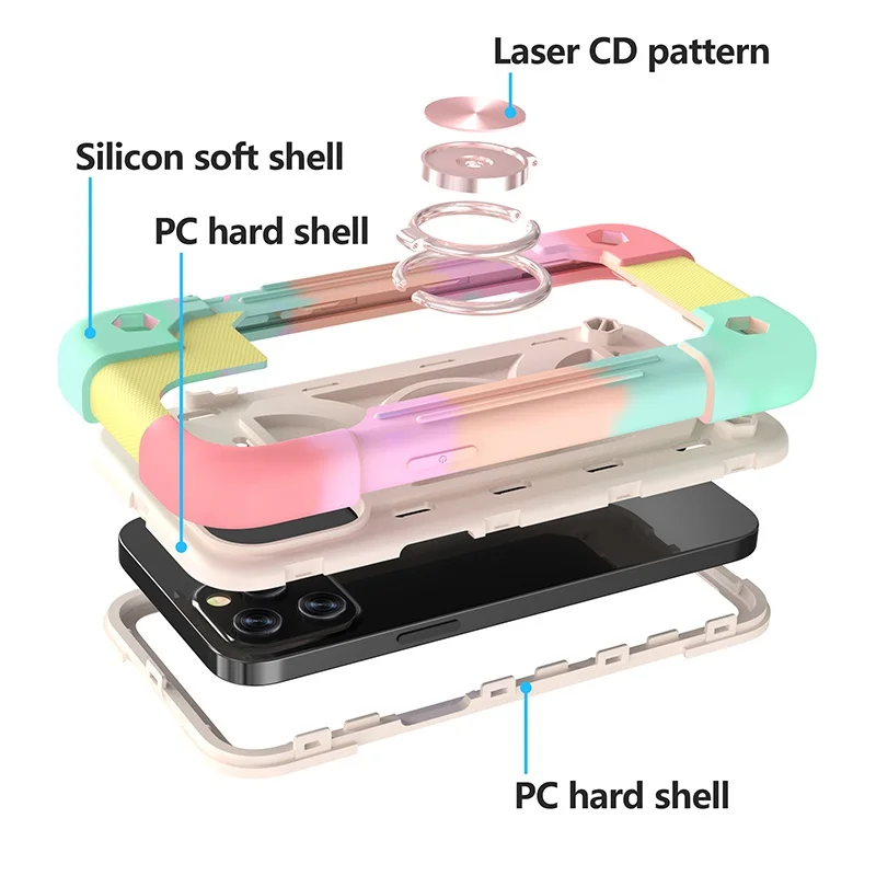 360° Rotation Ring Armor Shockproof Protective Case - Durable PC+TPU Back Cover