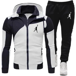 Double Zipper Sweatshirt Suit Autumn Two Piece Set of Two Pieces for Men Sports Suits New in Sweatshirts Hooded Zip-up Pant Sets