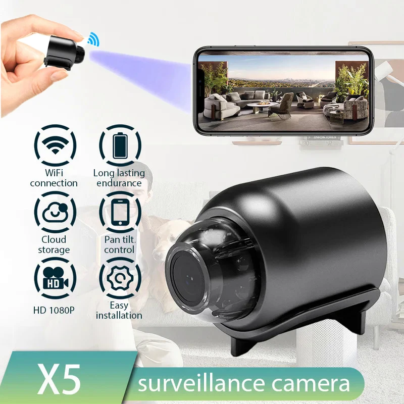 X5 Mini Camera Wireless 1080P Surveillance Security Video Card Cam Night Vision Motion Detect  Camcorder Monitor Cam Smart Home 1