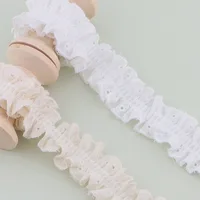 ⁦شريط دانتيل أبيض مطوي 1 ياردة – كشكش تطريز للملابس والإكسسوارات ✨🧵.⁩ - الصورة ⁦6⁩