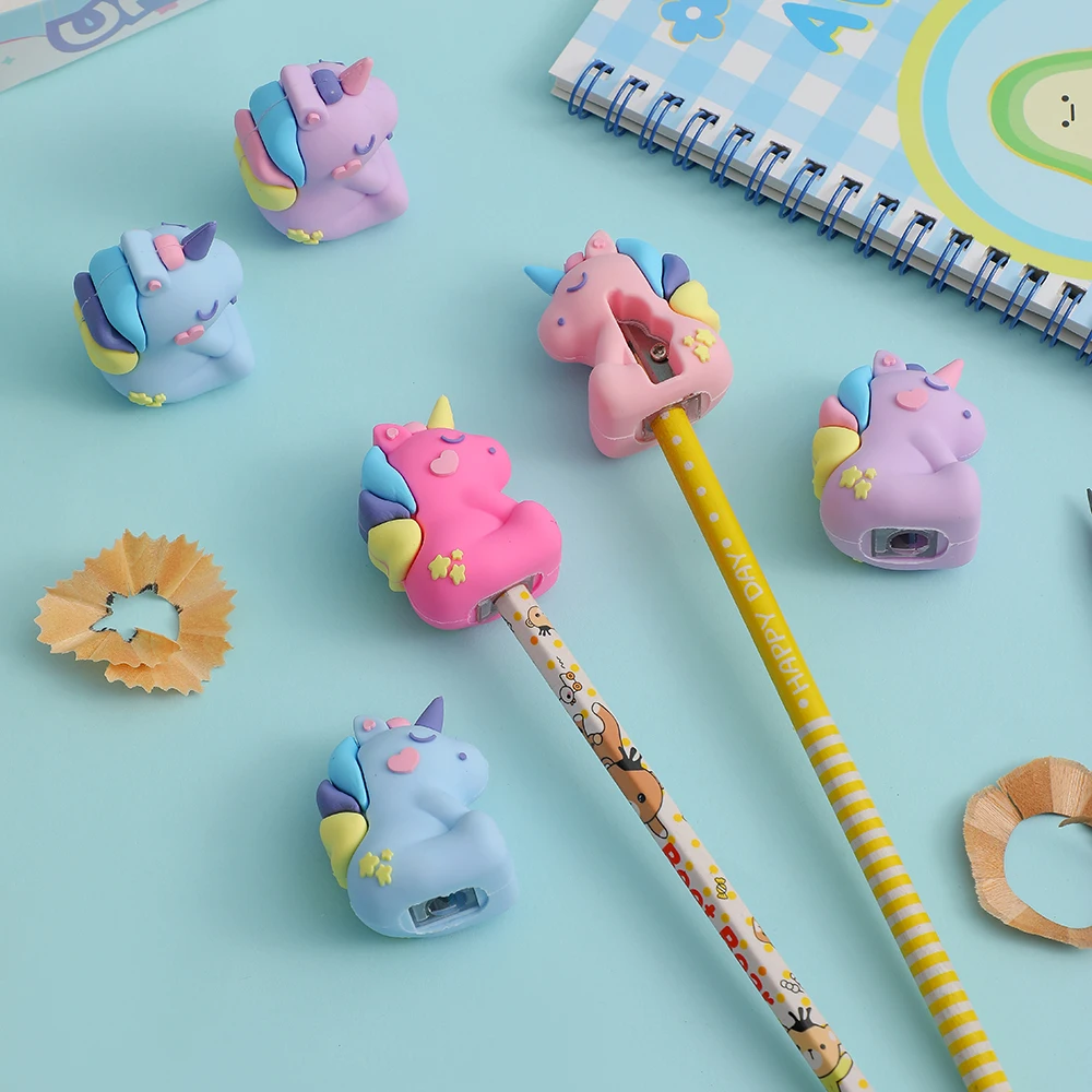 

1/2/4pcs Children's Cartoon Pencil Sharpener Unicorn Shaped Student Cute Pony Schoool Stationery Pencil Sharpener Female