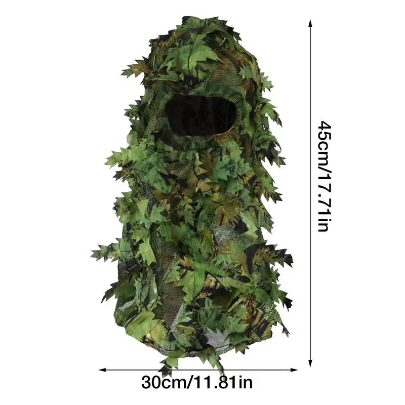 3D Maple Leaf Style Camouflage Face Mask Hunting Hood Caps Head Ghillie Suits Accessories Outdoor Sports Unisex For Fishing