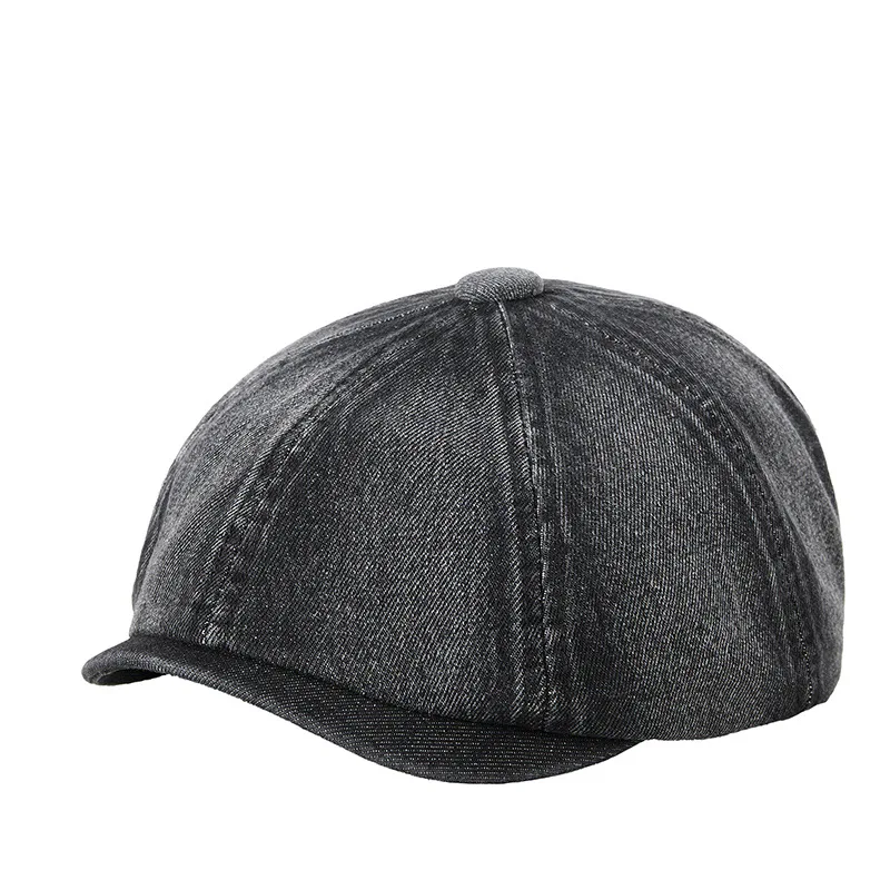 Denim Octagonal Hat Lady Cotton Beret Dad Ivy Cap Man Casual Newsboy Caps