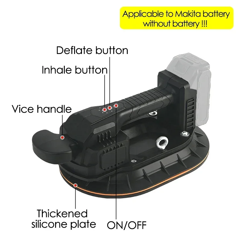 150Kg Electric Vacuum Suction Cup (NO Battery) 4 Gears Glass Granite Tile Lifting Tool Air Pump Applicable to Makita Battery