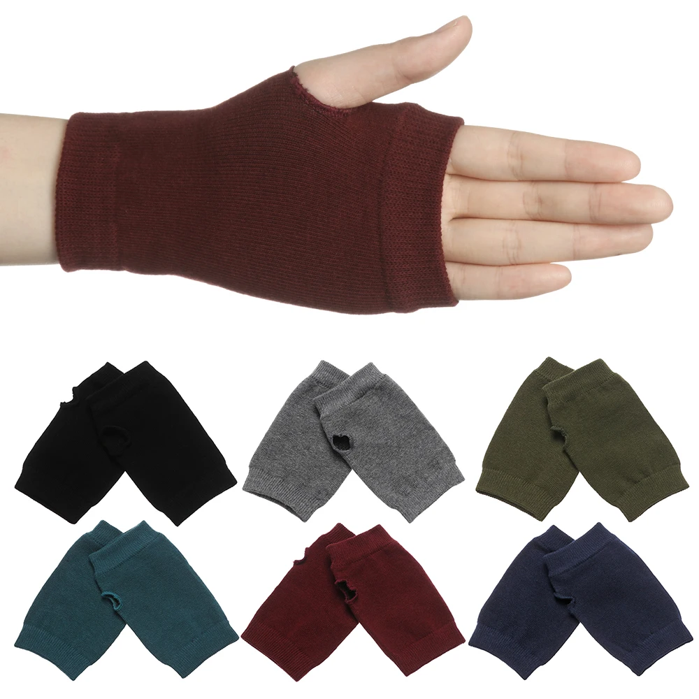 1Pair Winter Warm Knitted Fingerless Wool Glove Women Men Solid Color  Stretch Half Mittens Exposed Finger Short Cashmere Gloves - купить по  выгодной цене | AliExpress