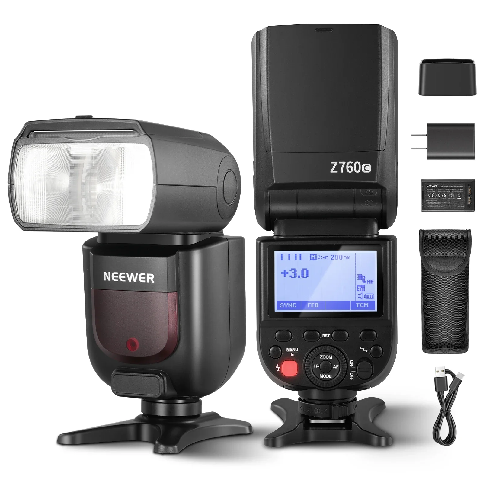 

NEEWER Z760-C TTL вспышка Speedlite совместимая с камерами Canon DSLR, 76Ws GN60 2,4G 1/8000s HSS вспышка, преобразование TCM,
