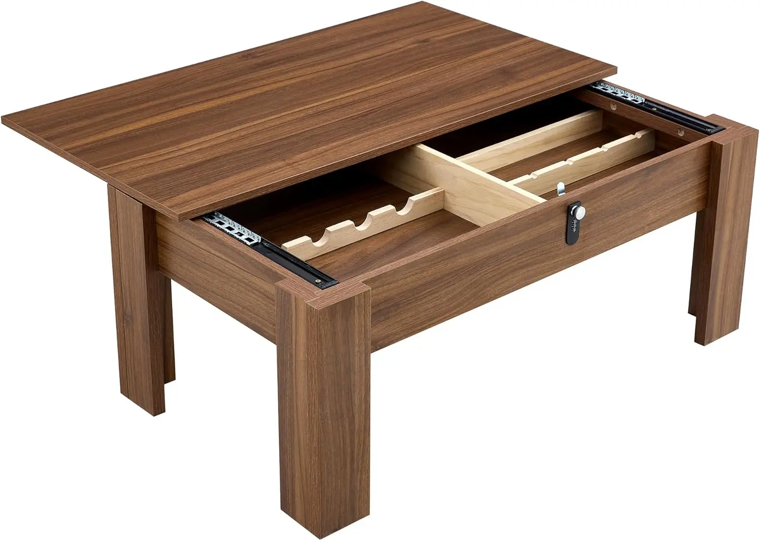 Coffee Table with Hidden Storage,39" Mid Century Modern Coffee Table with Silent Slide and Lock,Wood Rectangle Center Cafe Table 4
