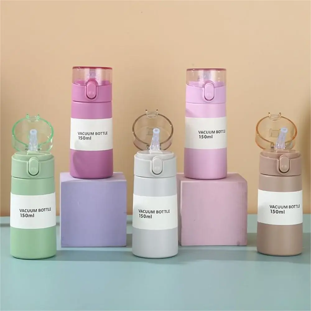 Cute Mini Thermos Cup 150/250ml One-button Opening Pocket Insulated Cup with Straw Keep Warm Keep Ice Fashion Drinkware