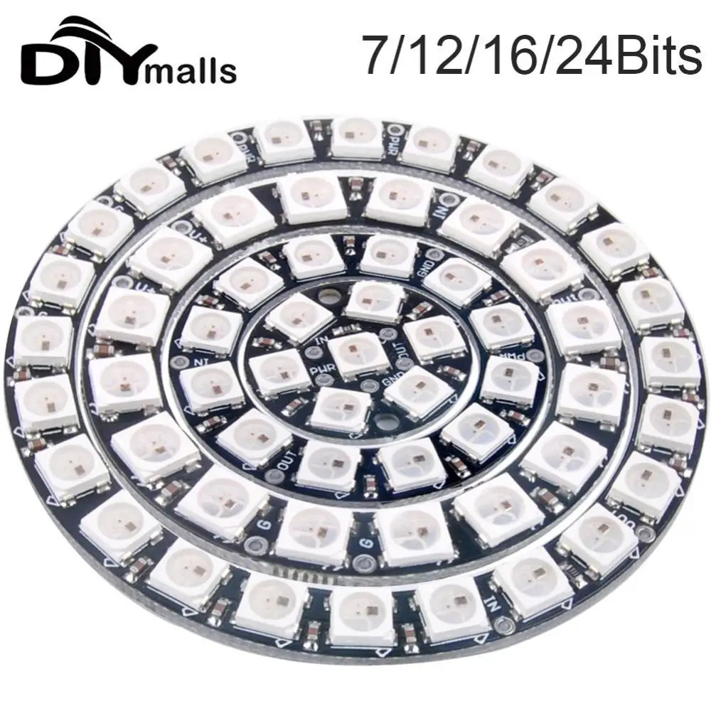 7 12 16 24 Bits WS2812 RGB LED Ring 5050 RGB LED Ring Lampe Licht mit integrierten Treibern für Arduino DIY Kit – Detail 2
