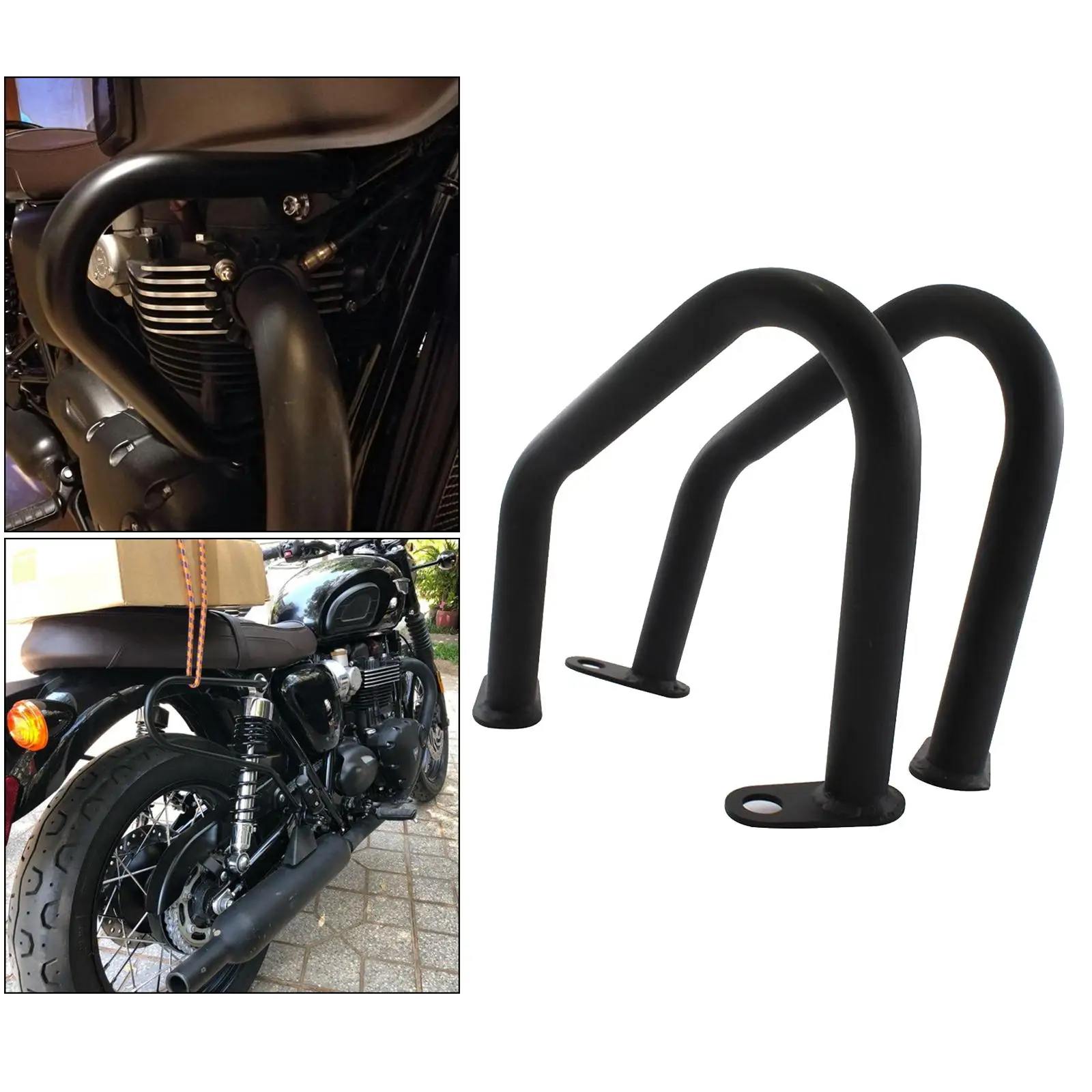 2x Black Motorcycle Engine Guard Protector Crash Bars Replacement for Thruxton 1200 2016-2019