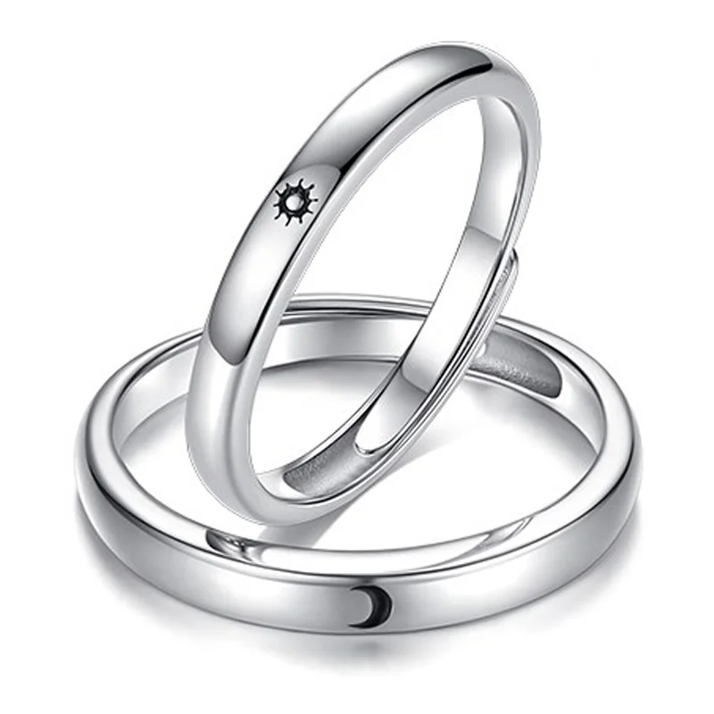 Sun Moon Couple Rings Set Open Adjustable Ring Eachother Lovers