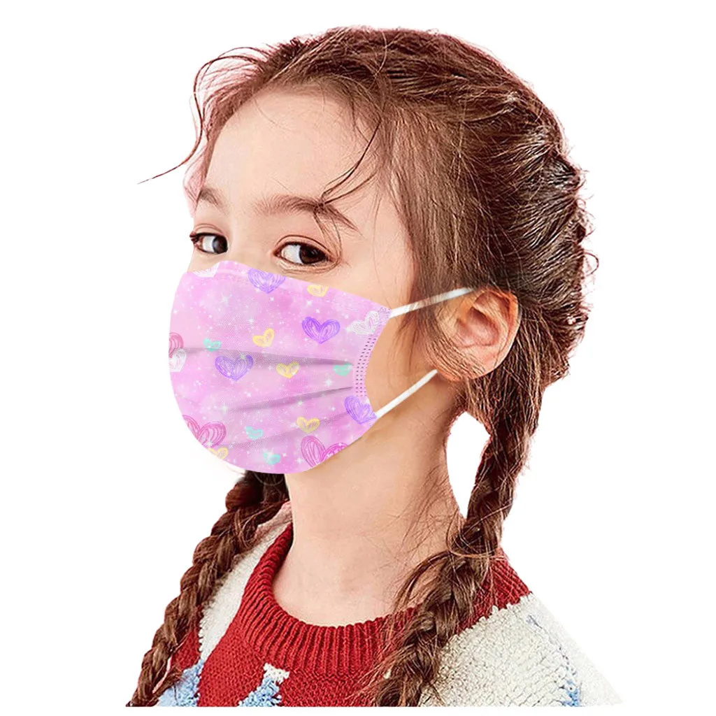 10pc Children Tie-Dye Gradient Printed Three-Layer Dust-Proof Disposable Mask Comfortable Material Disposable Mask MáScara 3