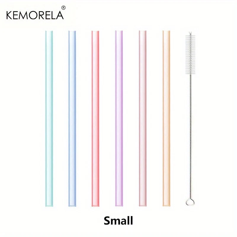 Set of 6 Reusable Transparent Silicone Straws with Cleaning Brush - Eco-Friendly Party Accessory