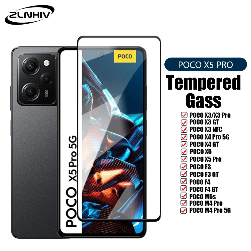 

ZLNHIV full cover Tempered glass For xiaomi Poco X5 M5 M5s X4 F4 M4 pro 5G X3 NFC F3 GT protective film phone screen protector