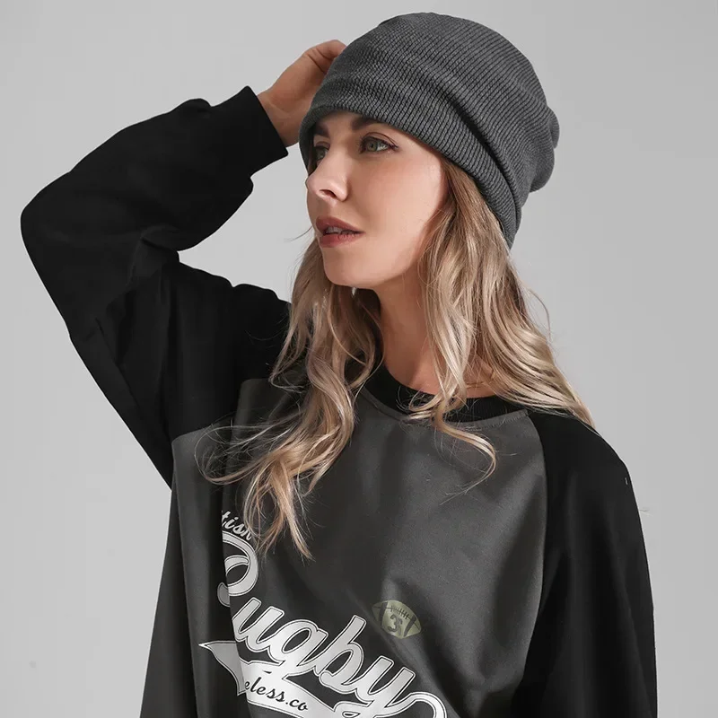 

2023 new winter warm hat all-in-one knit pile hat loose hat hat warm windproof lady hats for women
