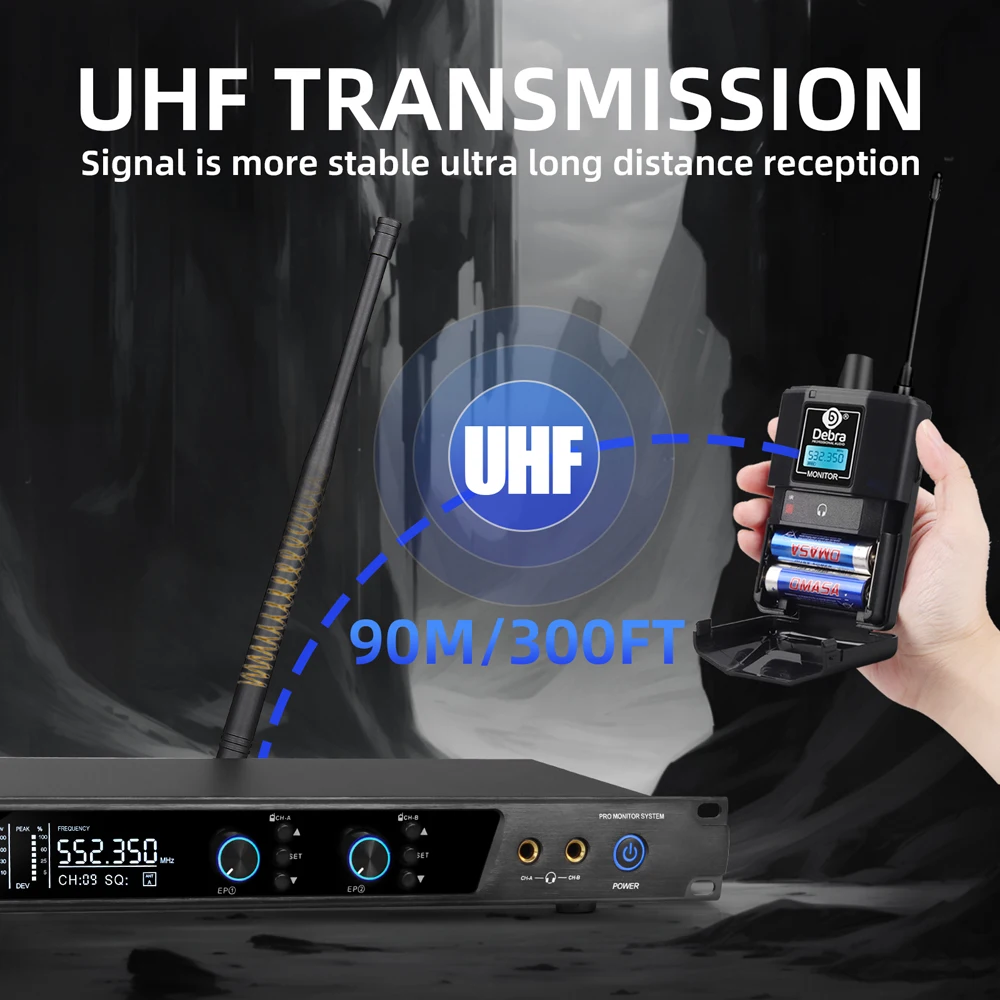 FROKET UHF Stereo Wireless In-Ear Monitor System Professional ER-202 Bluetooth for Stage Recording Studio Drummer In