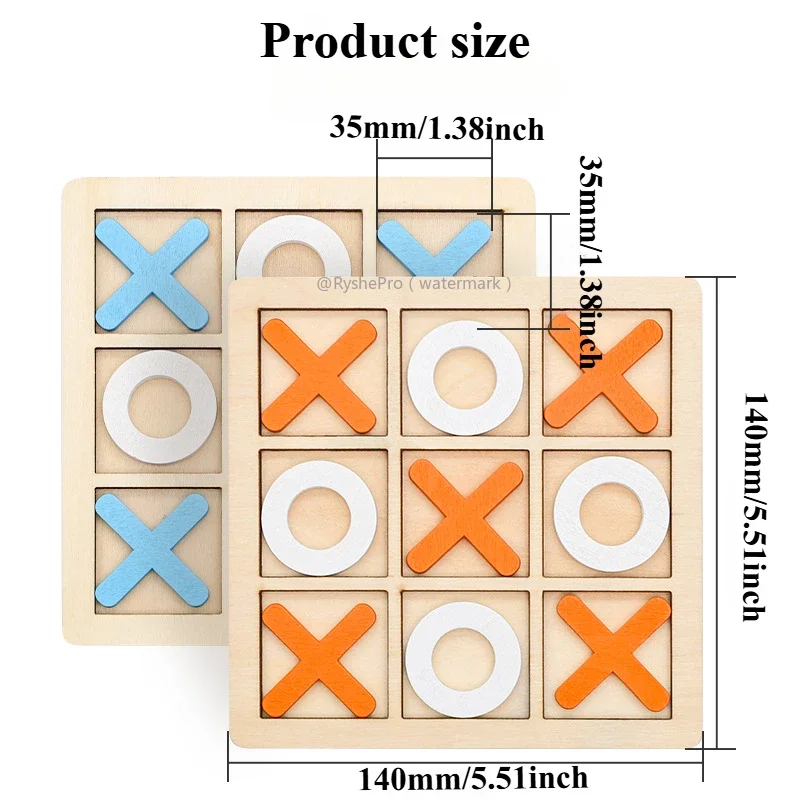 Board Game Table Games Tic Tac Toe Wooden Board Xo Chess Blocks For Classical Family Children Seniors