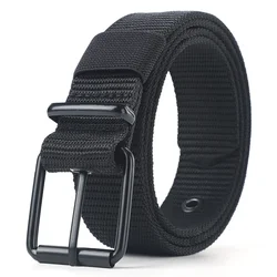 Unisex Canvas Pin Buckle Eyelet Belt - Stylish and Versatile Accessory - 130cm (Black)