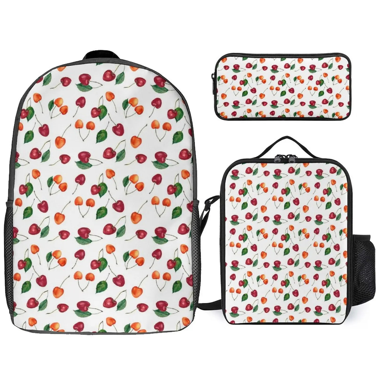 Cherry/Tropical Fruit Pattern Design Comfortable Adjustable Shoulder Strap Brand Backpacks Messenger Bag Student Pencil Case