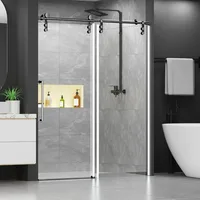 Shower Door 60" W x 76" H Frameless Sliding Shower Door,Frameless Shower Door with Sealing Strip and Waterproof Handle 1