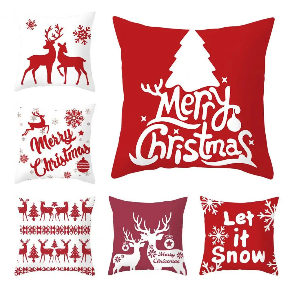 Useful Christmas Pillowcase Washable Fadeless Smooth Christmas Best Wishes Pillow Cover