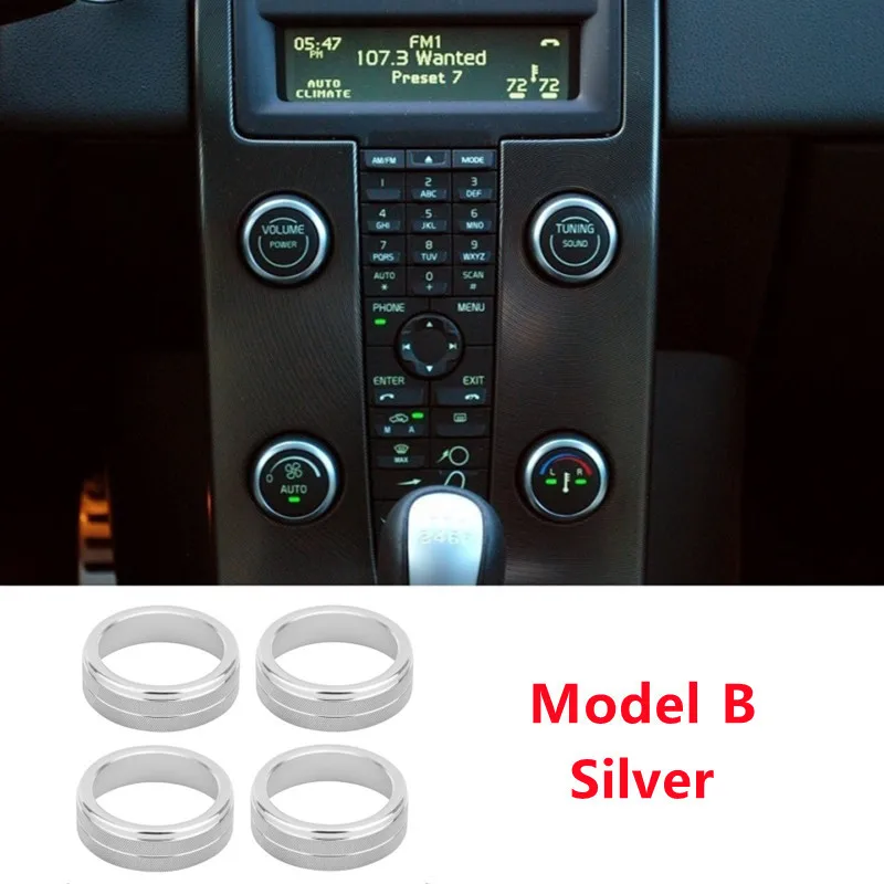 For VOLVO S60 V60 XC60 S60 V40 Knob Rings Car Air Conditioning Rotary Knob Heat Control Volume Switch Decoration Red Blue Sliver