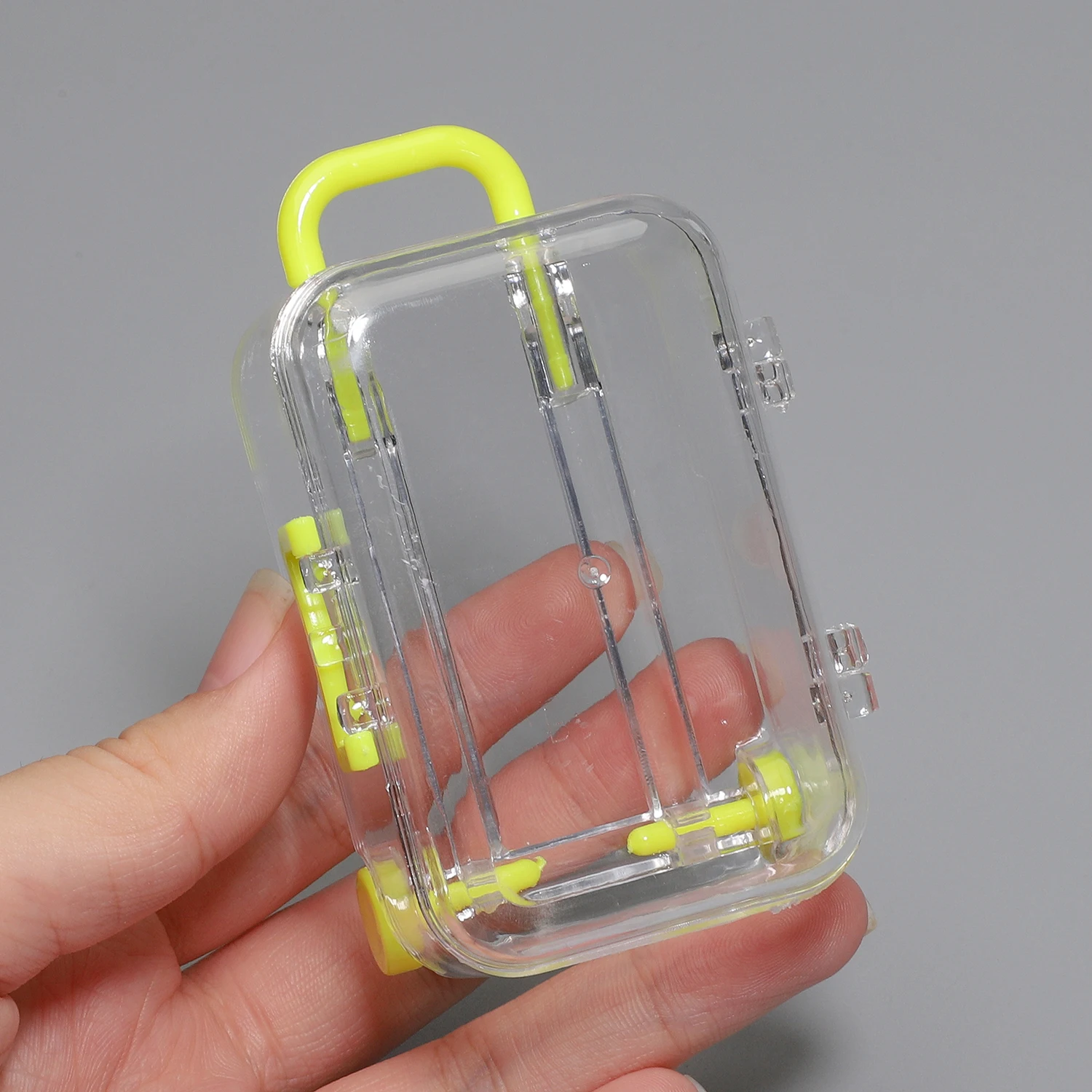 7x5cm Transparent Mini Suitcase Trolley Luggage Candy Packaging Box Handbag Model Earrings Necklace Ring Gift Display Box 1Pcs