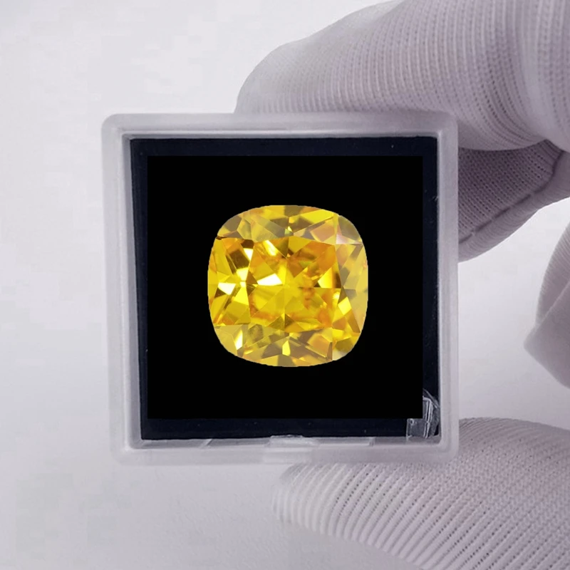 Gold A Yellow Gem Large Yellow Gem Sapphire Cushion Cut VVS Loose