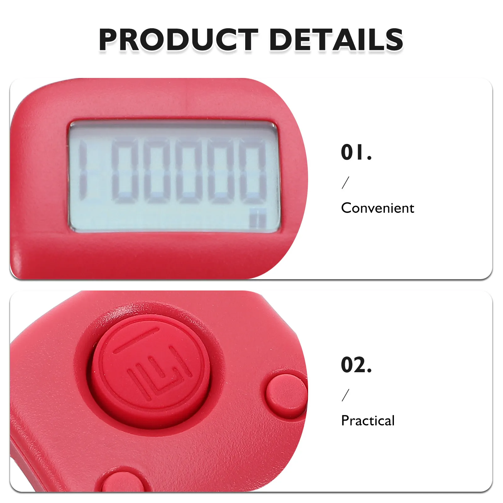 충전식 손가락 카운터 디지털 손가락 계수기 무소음 클리커 (인원 계수, 스포츠 경기장용)