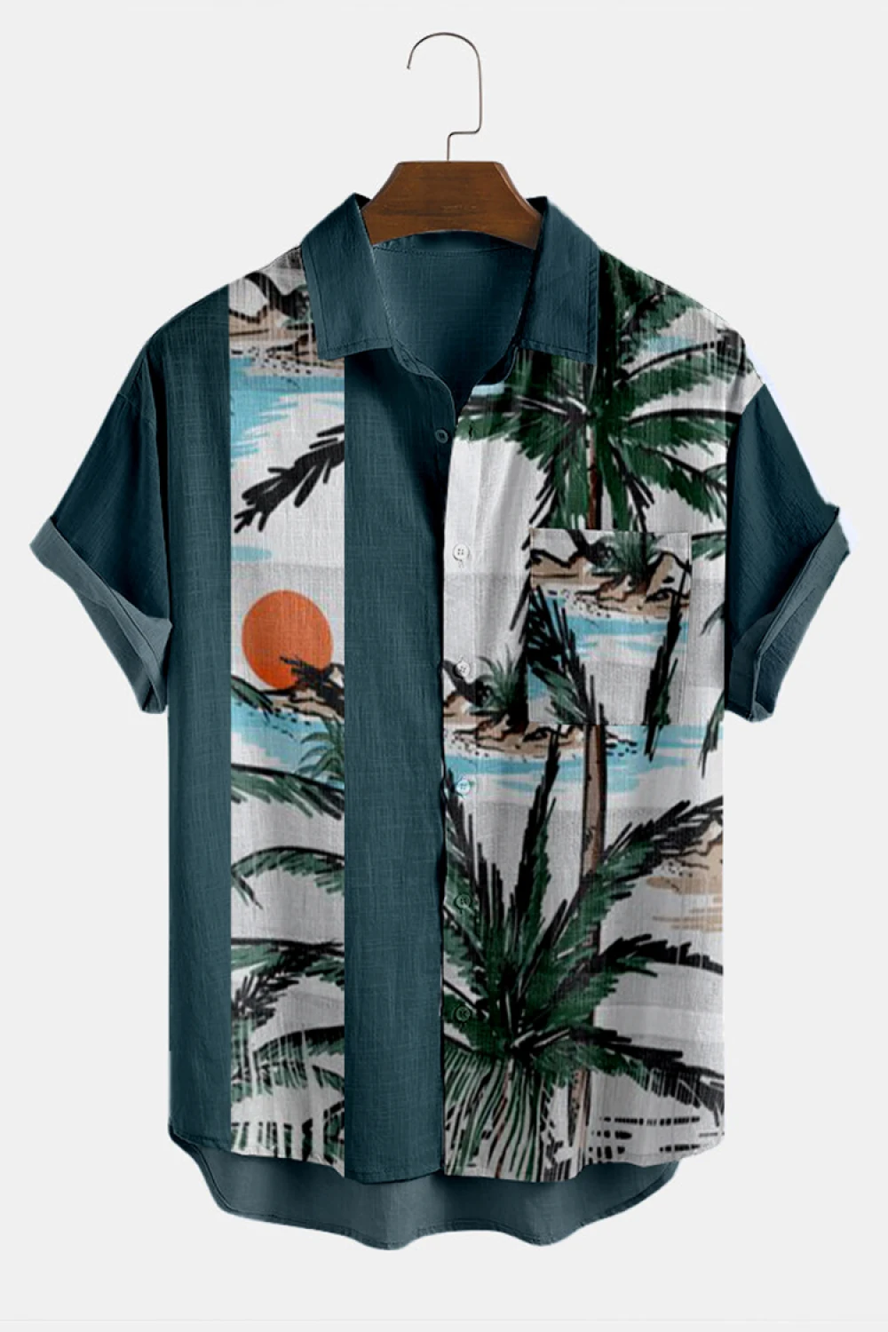 

Men's Hawaiian Shirt in Short Sleeve, Coconut Tree Graphic Print, Streetwear Fashion, 3D Design, 5XL Clothing, Men's Blouse