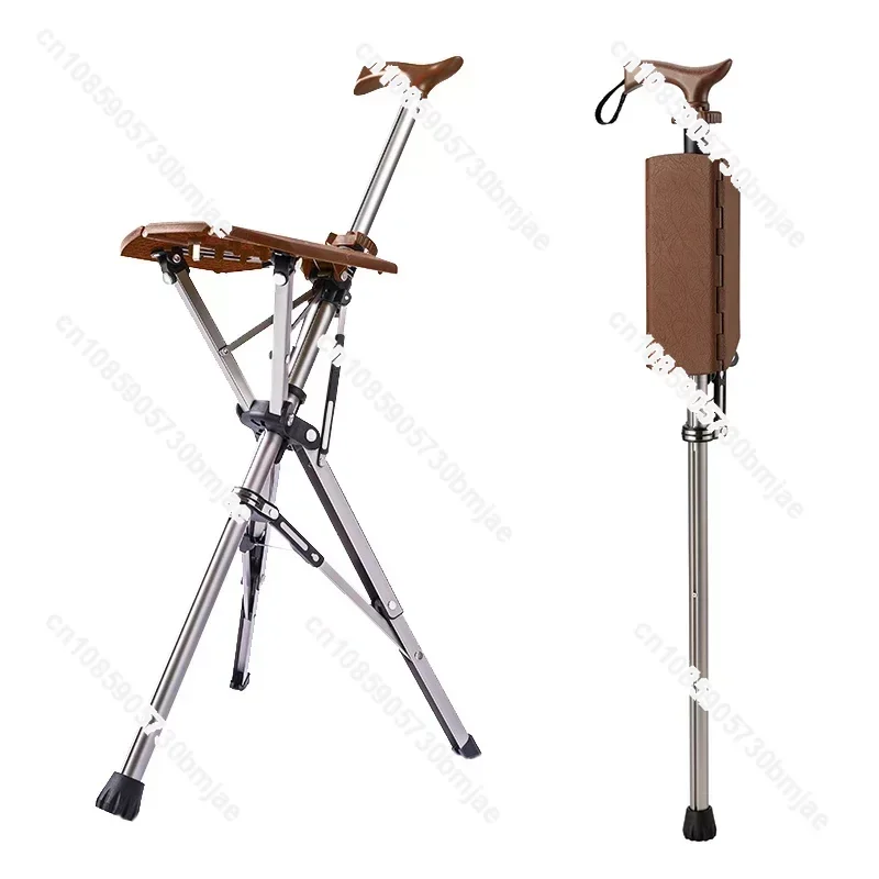 

Outdoors Folding Crutch Chair Elderly Rest Hand Stool Light Multifunctional Non Slip Portable Stools Beach Camping Chair